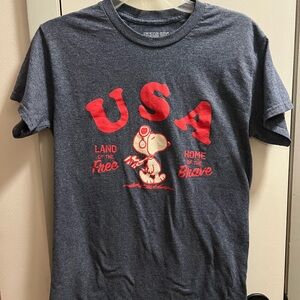 Peanuts Kids Snoopy USA T-Shirt - Blue and Red